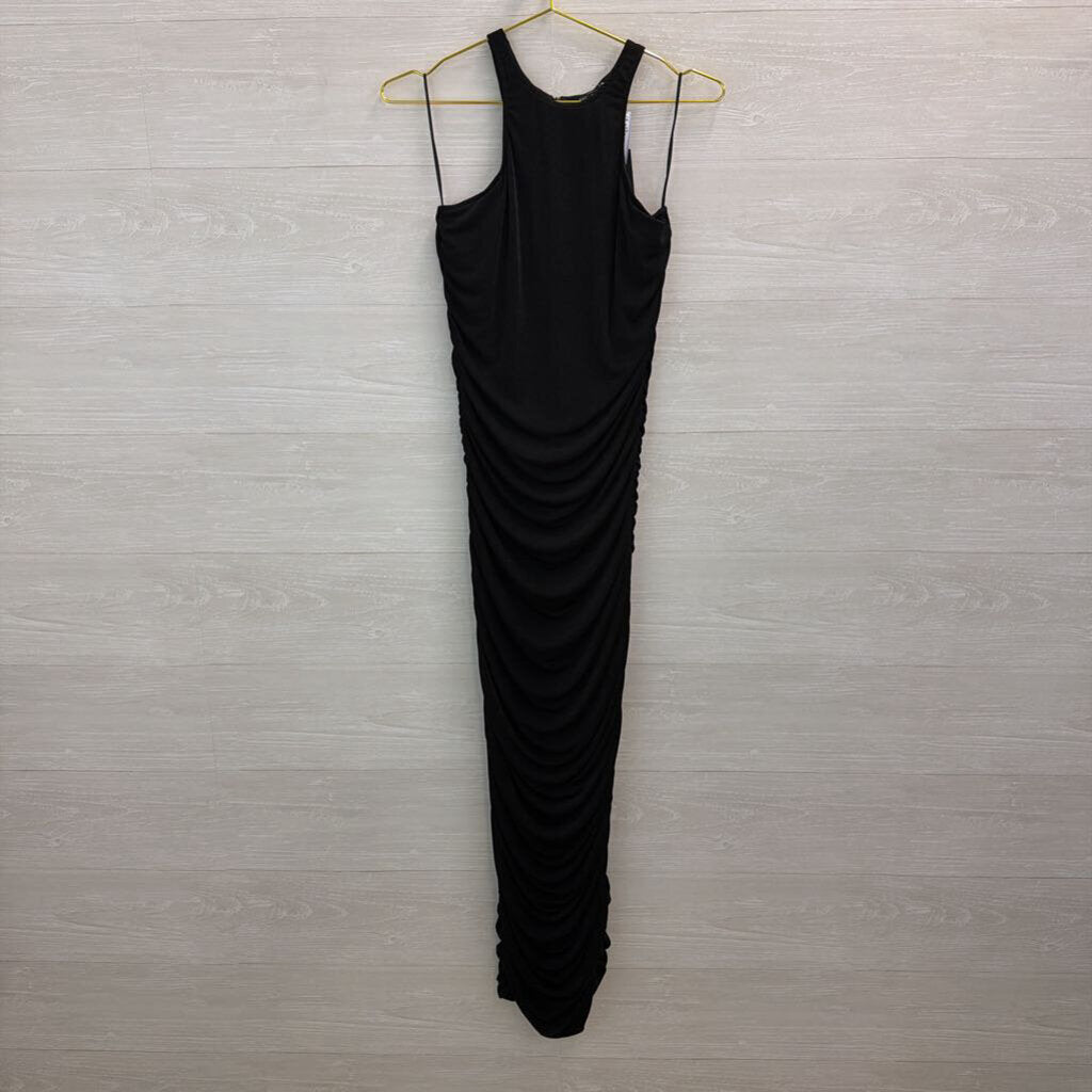 Fashion Nova Black Fitted Ruched Maxi Dress Extra Large
