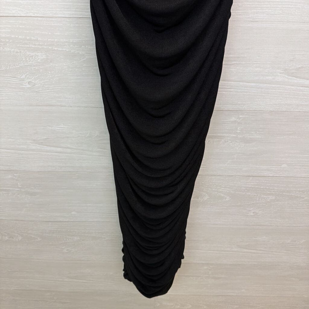 Fashion Nova Black Fitted Ruched Maxi Dress Extra Large