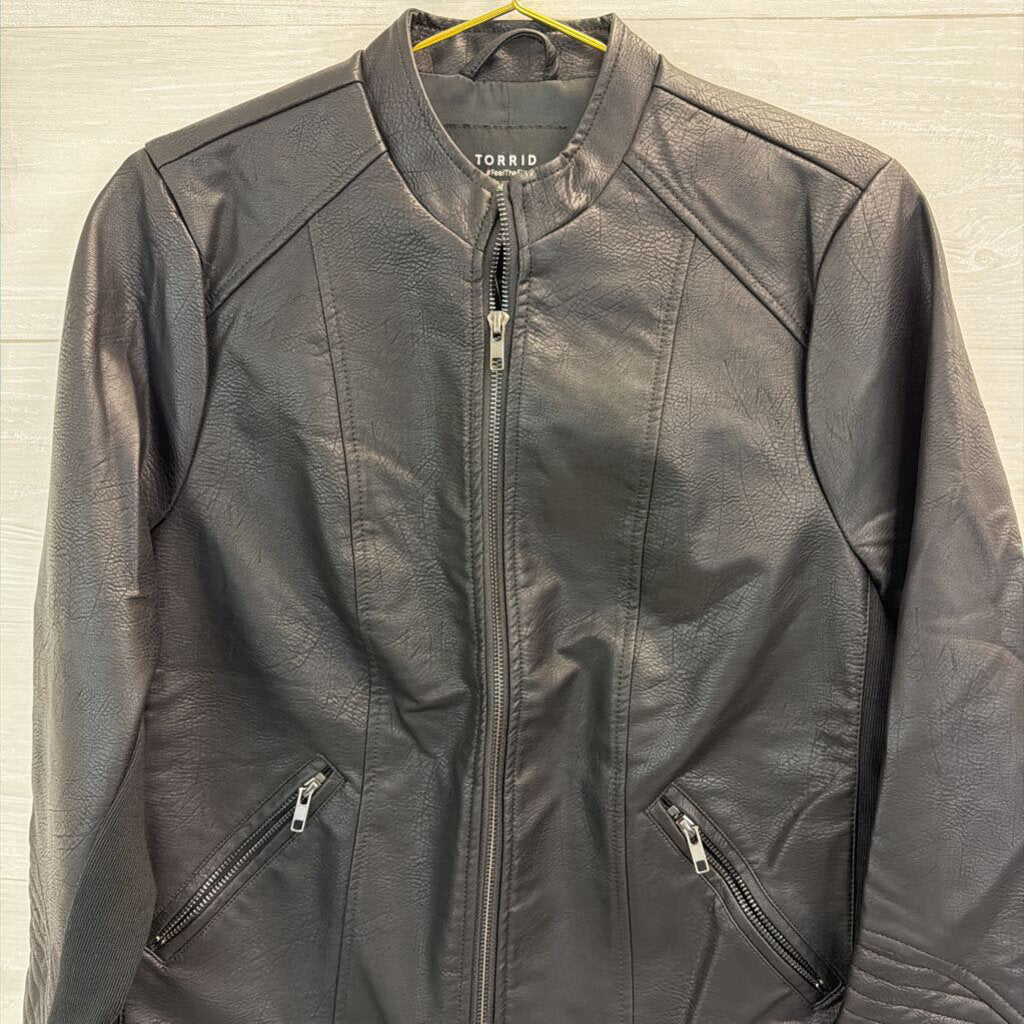 Torrid Black Faux Leather Moto Jacket 00