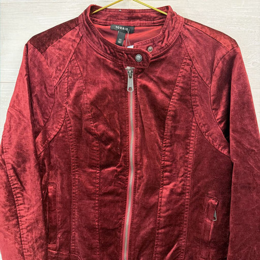 Torrid Burgundy Velvet Moto Jacket 00