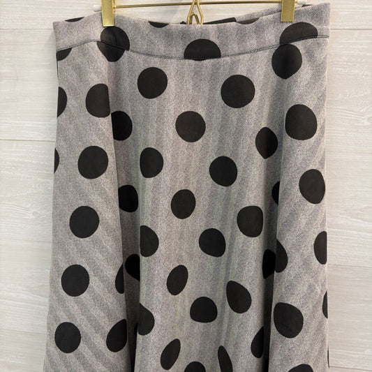 Beulah Retro Style Grey/Black Polka Dot Skirt Large