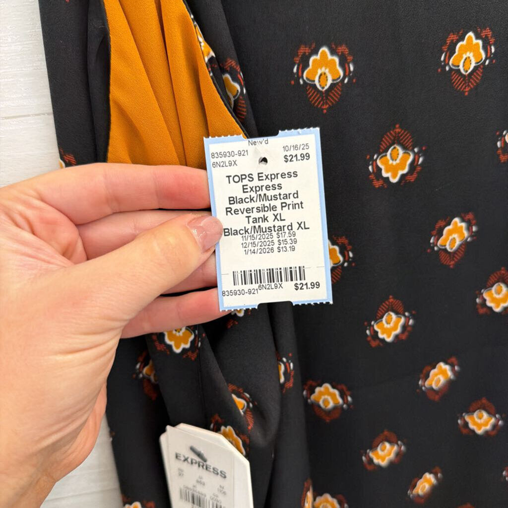 Express Black/Mustard Reversible Print Tank XL