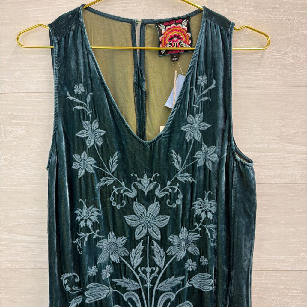 Johnny Was Talithia Velvet Pea V-neck Dress M