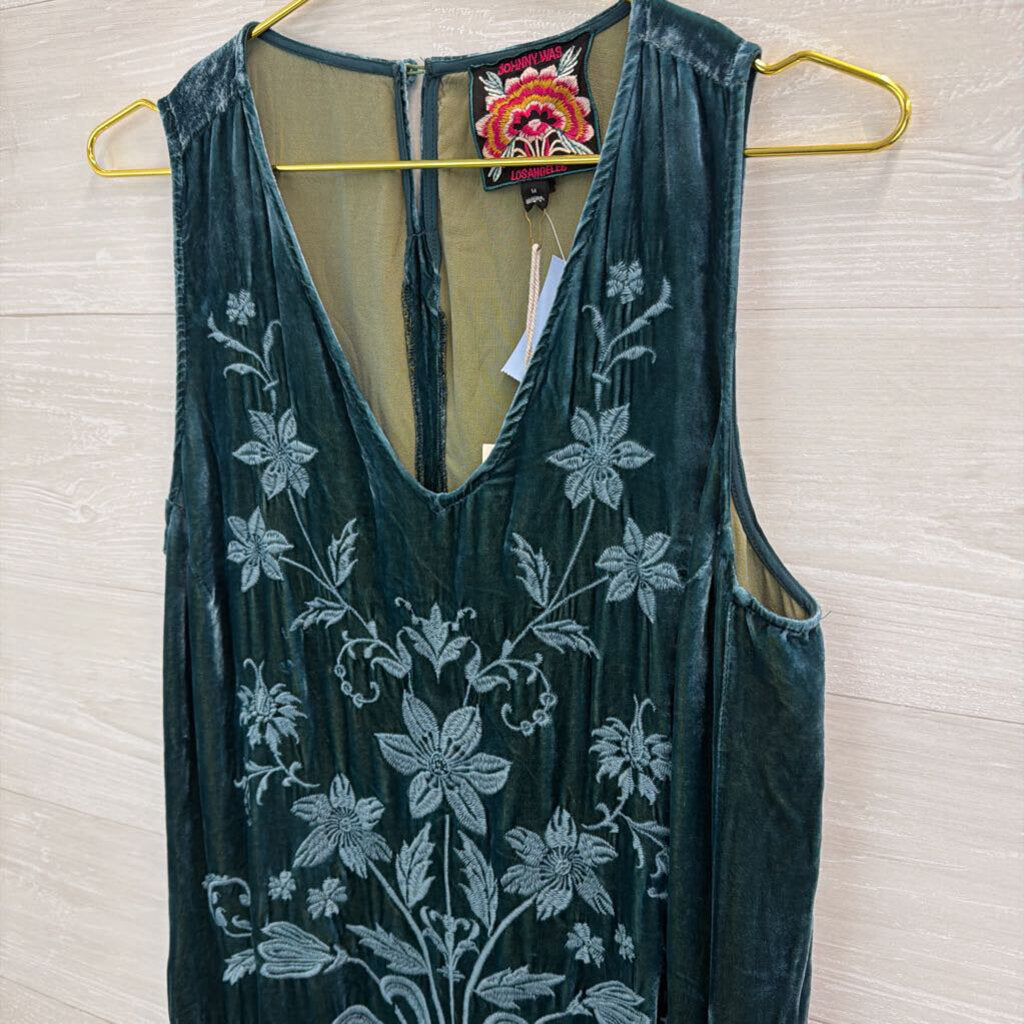 Johnny Was Talithia Velvet Pea V-neck Dress M