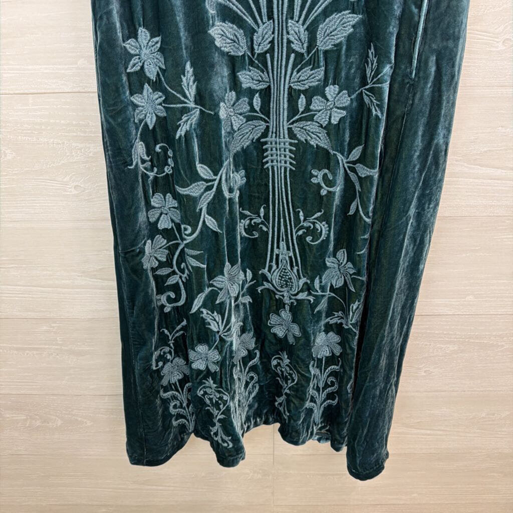 Johnny Was Talithia Velvet Pea V-neck Dress M
