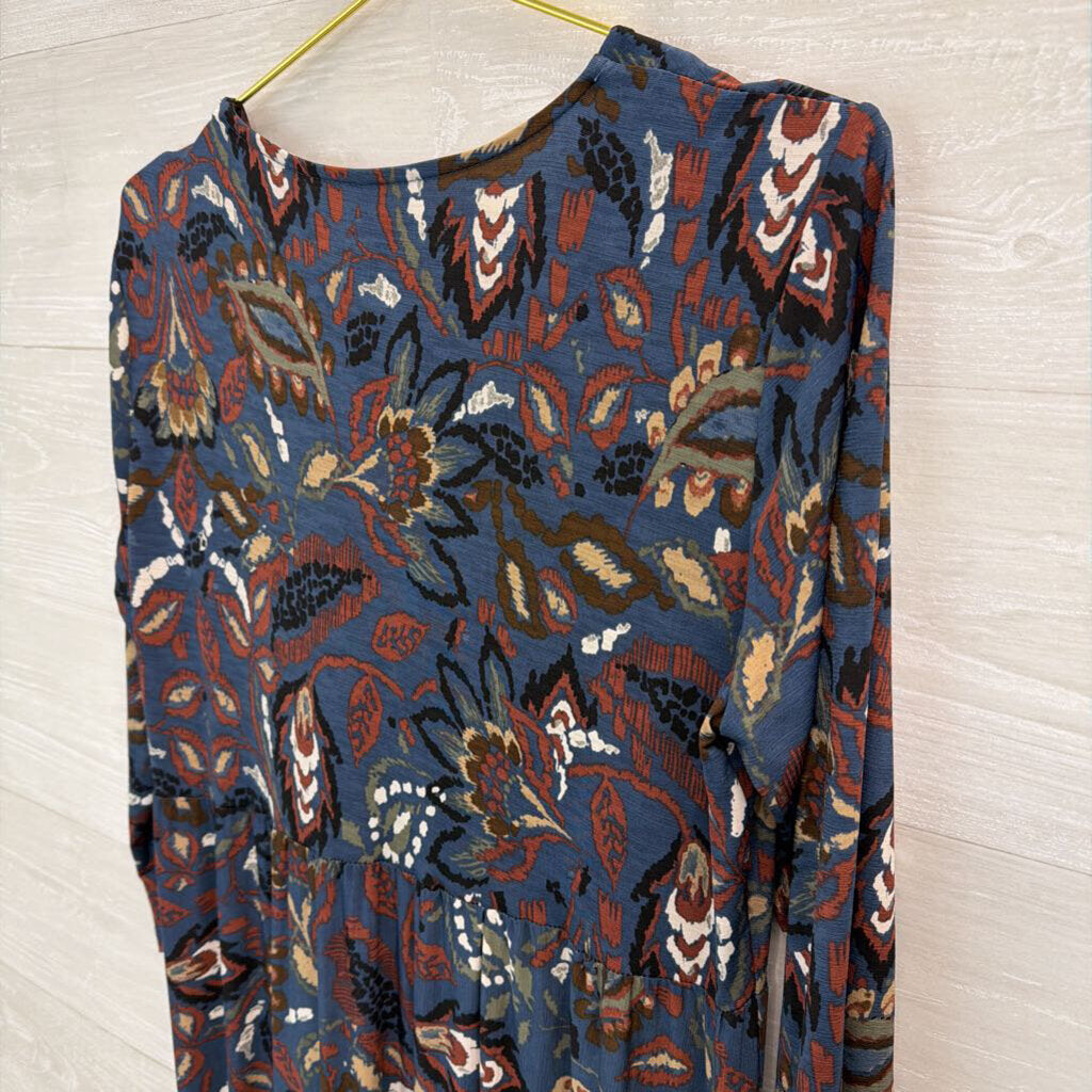 Pure Essence Indigo Print Maxi Dress Medium