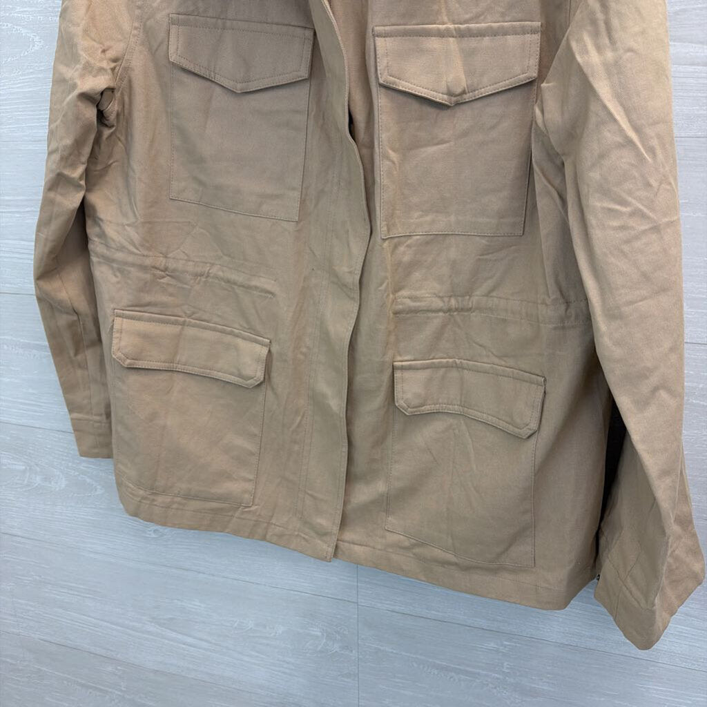 Khaki Zip Up Utility Lightweight Jacket Extra Large