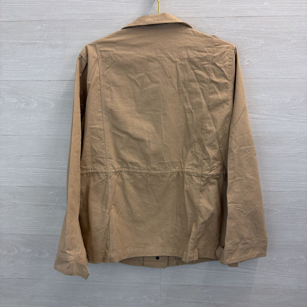 Khaki Zip Up Utility Lightweight Jacket Extra Large