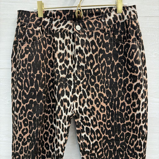 Brown/ Black Leopard Print Wide Leg Pants Large