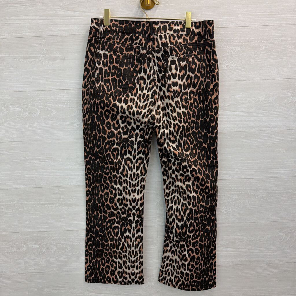 Brown/ Black Leopard Print Wide Leg Pants Large