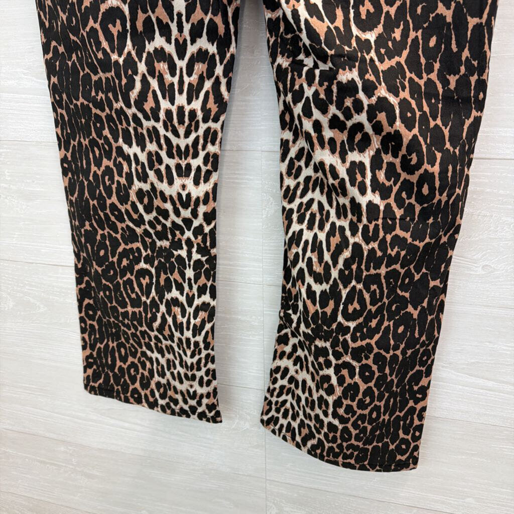 Brown/ Black Leopard Print Wide Leg Pants Large