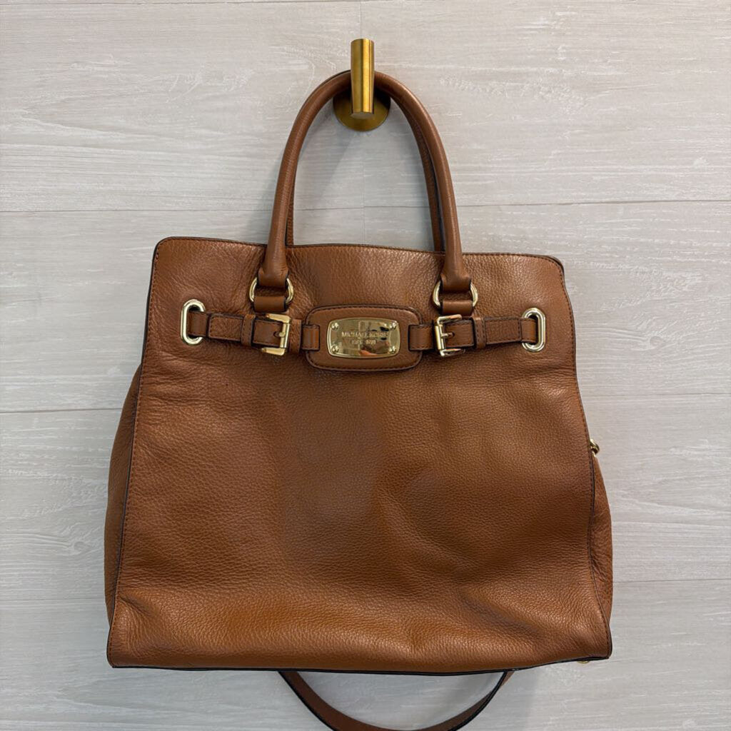 Michael Kors Brown Pebbled Leather Hamilton Tote Purse