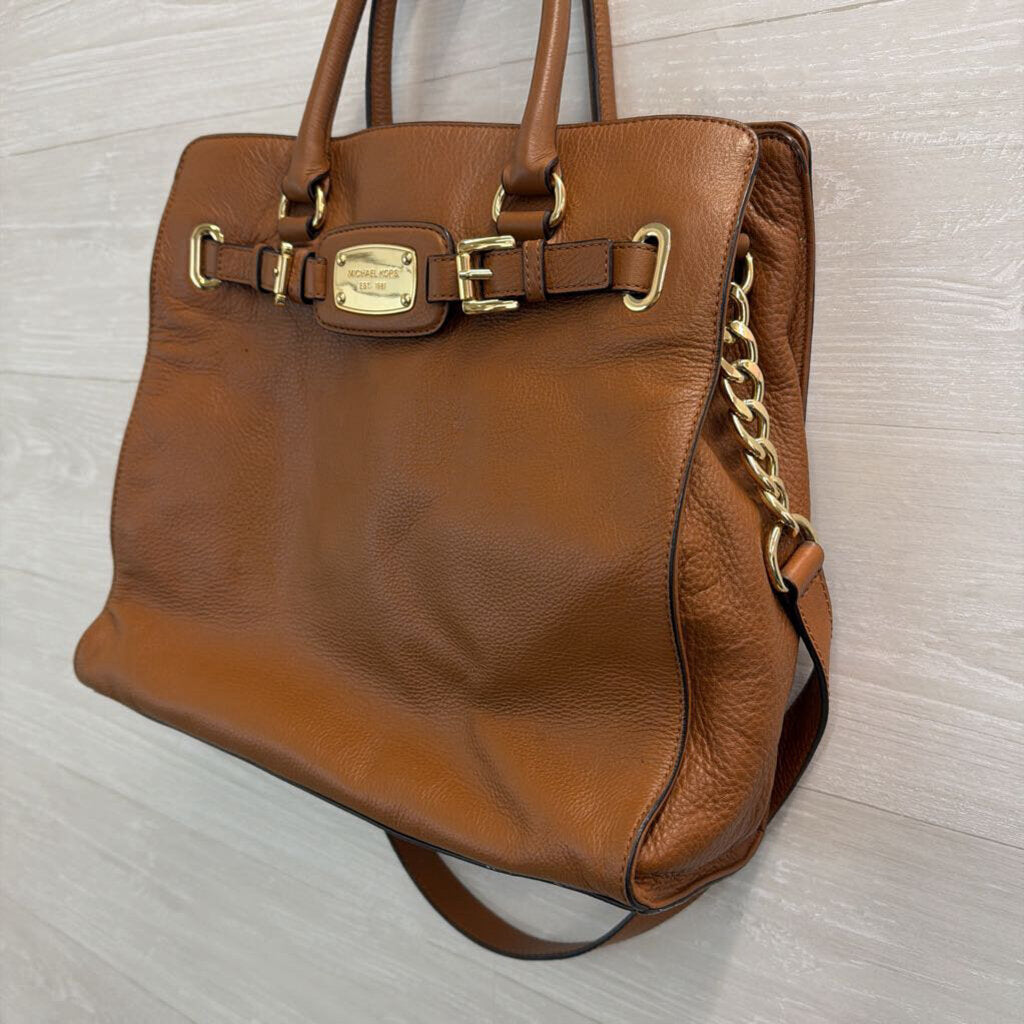 Michael Kors Brown Pebbled Leather Hamilton Tote Purse