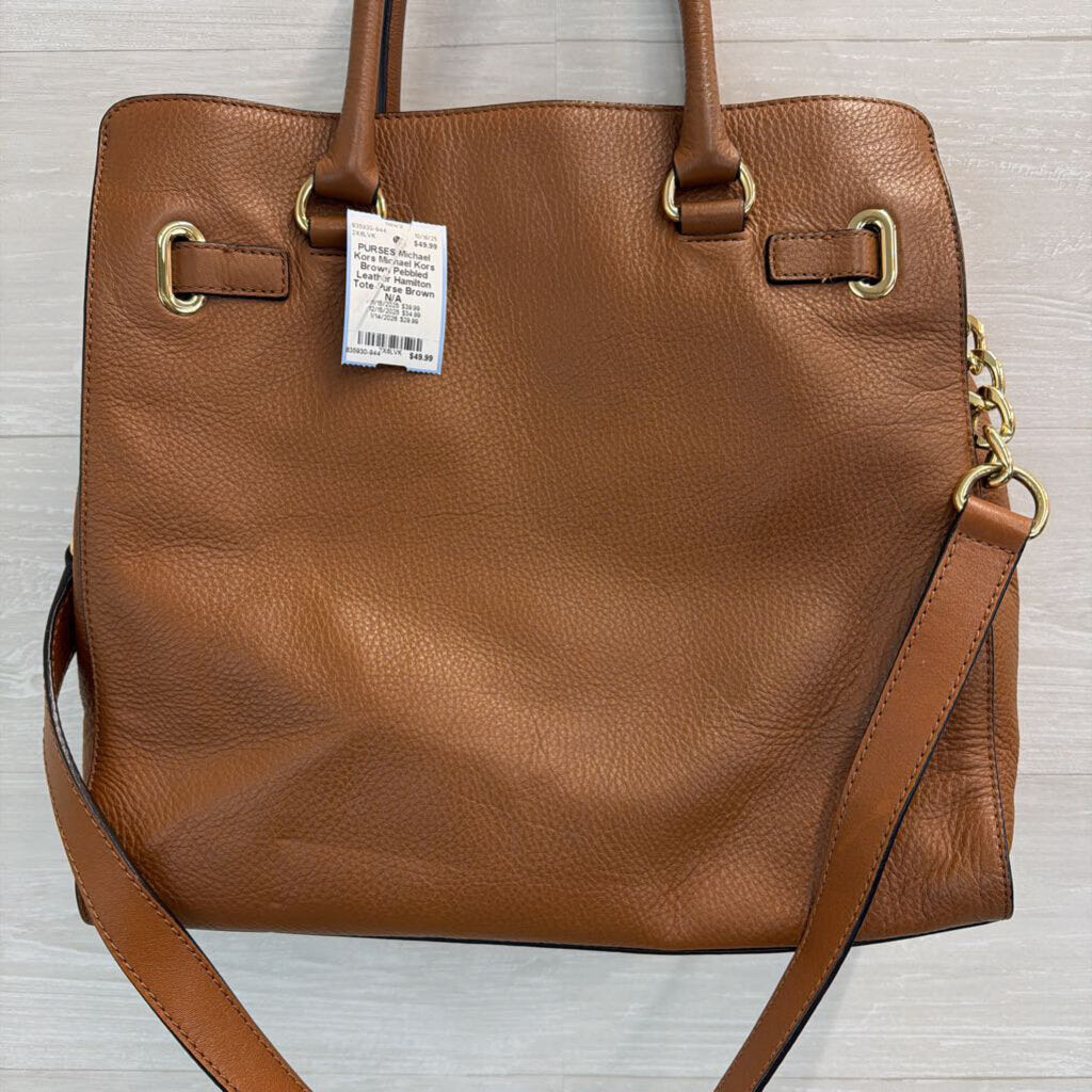Michael Kors Brown Pebbled Leather Hamilton Tote Purse