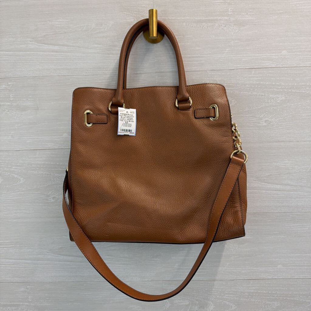 Michael Kors Brown Pebbled Leather Hamilton Tote Purse
