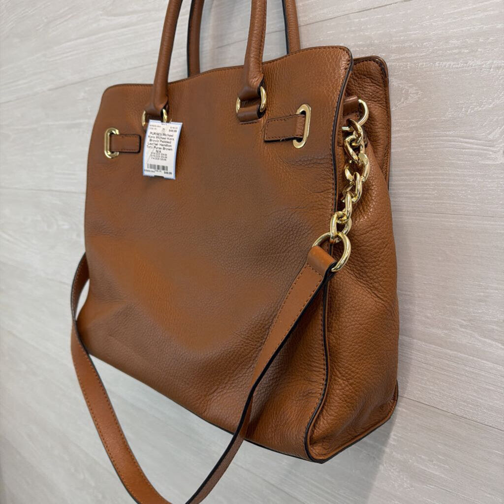 Michael Kors Brown Pebbled Leather Hamilton Tote Purse