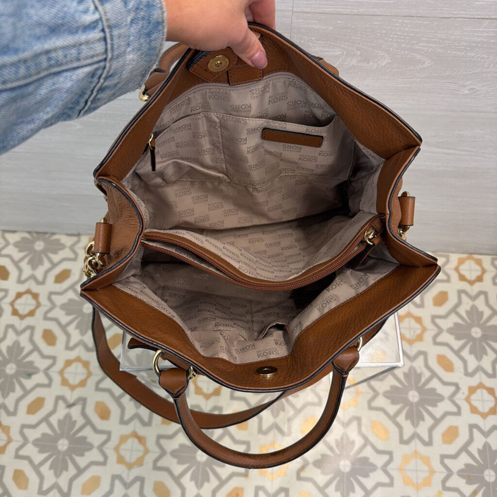 Michael Kors Brown Pebbled Leather Hamilton Tote Purse
