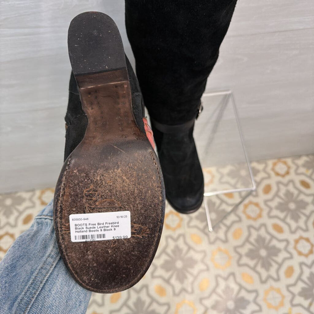 Freebird Black Suede Leather Knee Holland Boots 9