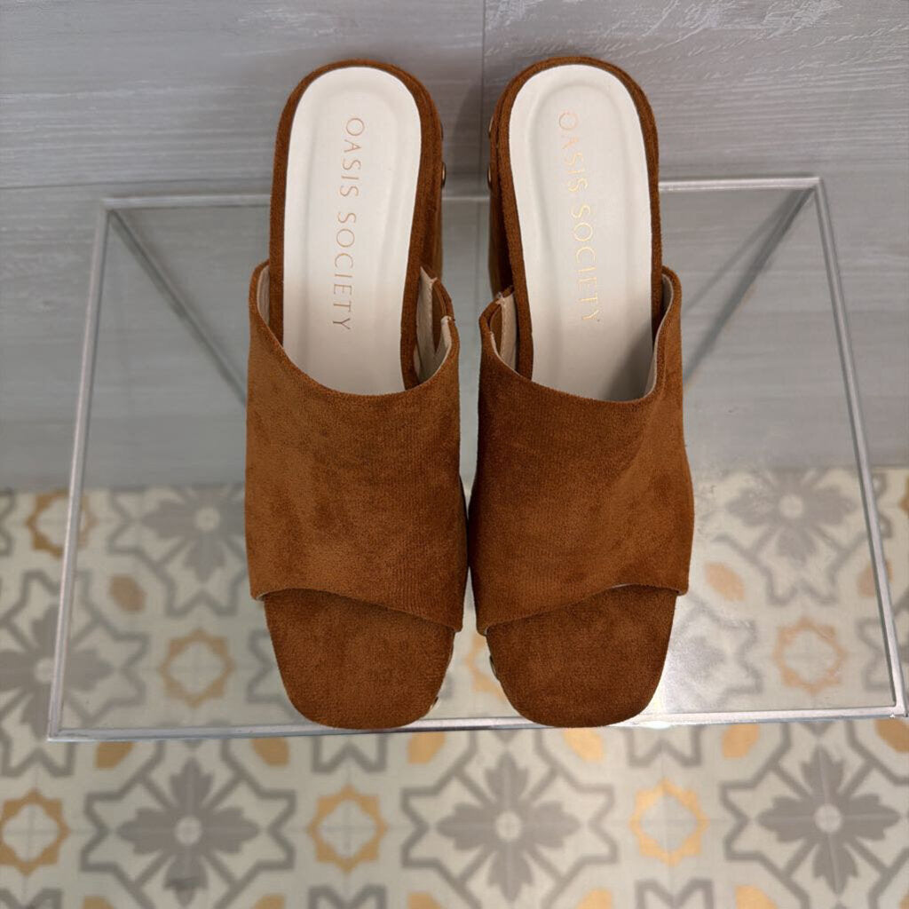 Oasis Society Brown Suede The Leona Block Heels 8.5