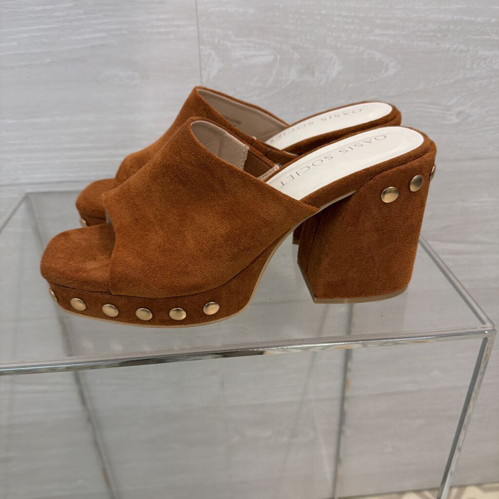 Oasis Society Brown Suede The Leona Block Heels 8.5