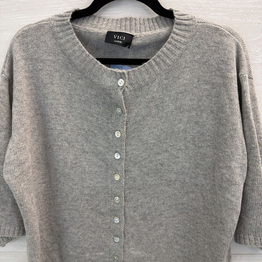 Vici Grey Button Front Cardigan Sweater Large
