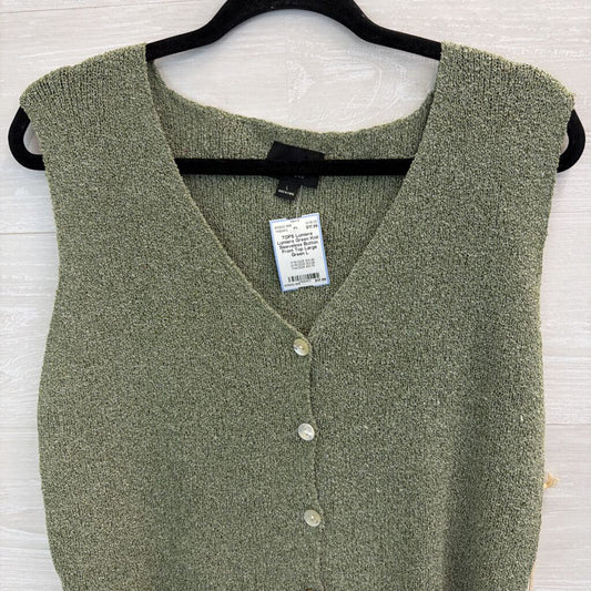Lumiere Green Knit Sleeveless Button Front Top Large