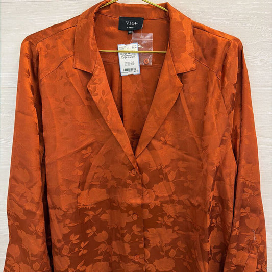 Vici Orange Silky Print Long Sleeve Top Large