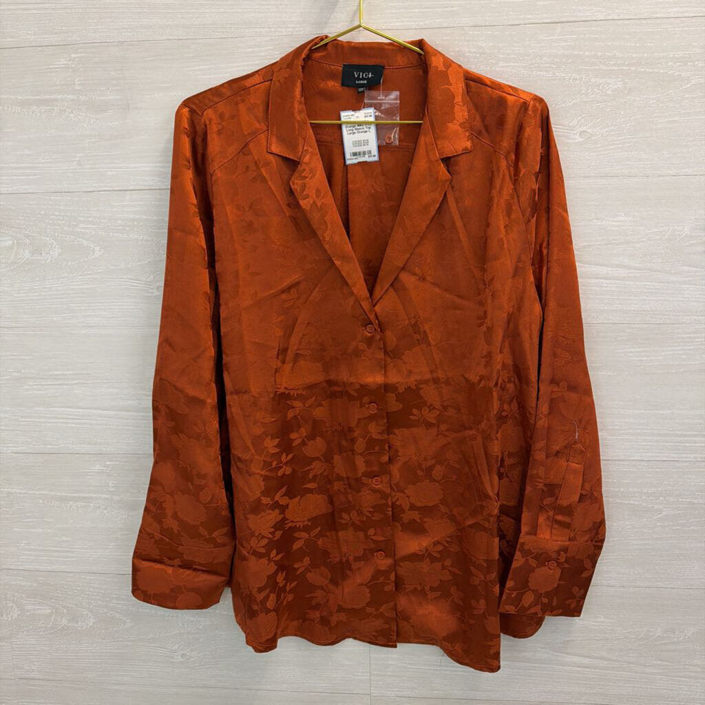 Vici Orange Silky Print Long Sleeve Top Large