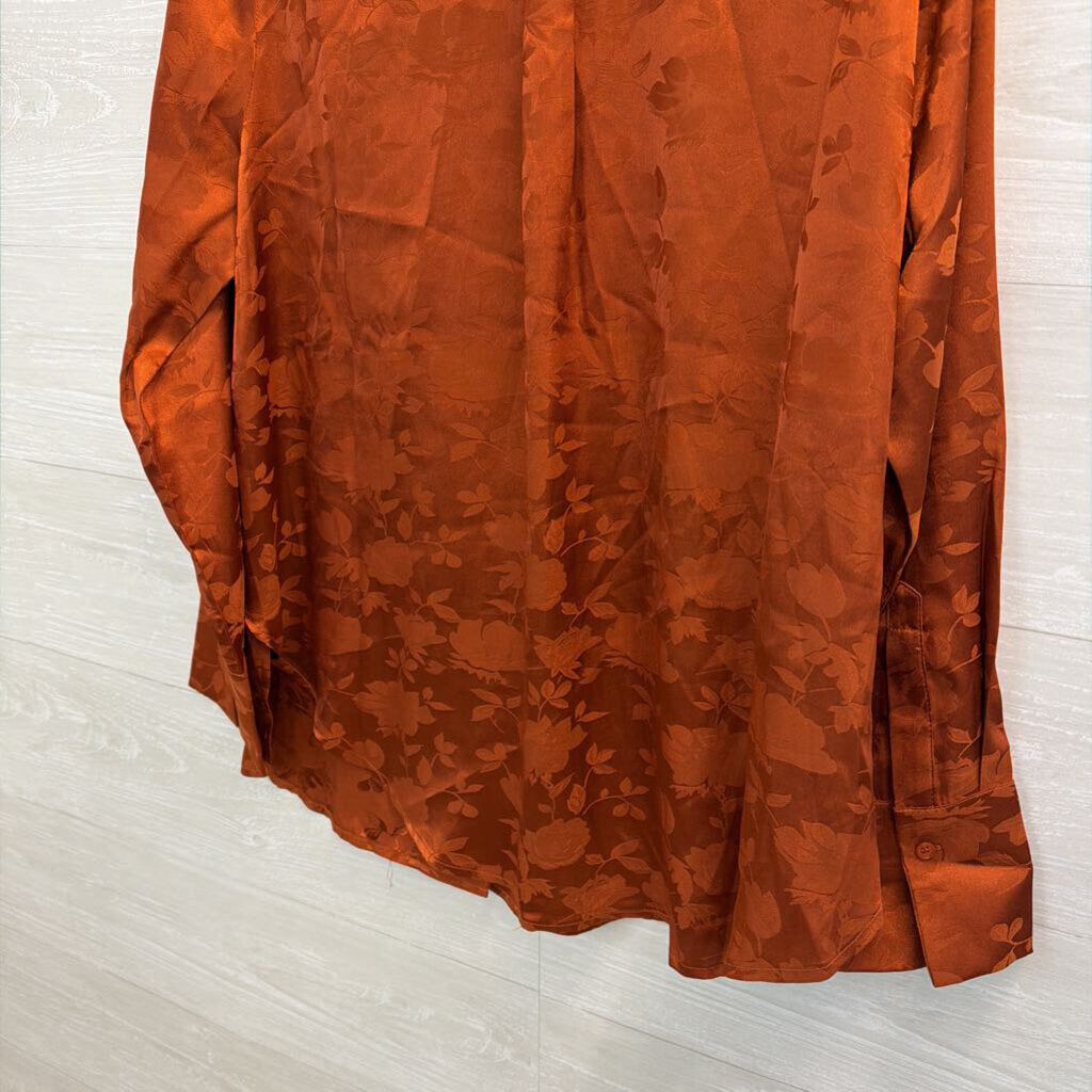 Vici Orange Silky Print Long Sleeve Top Large