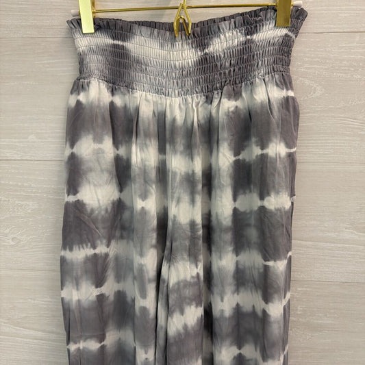 Charlie B Grey/ White Tie Dye Wide Leg Pull On Pants Medium