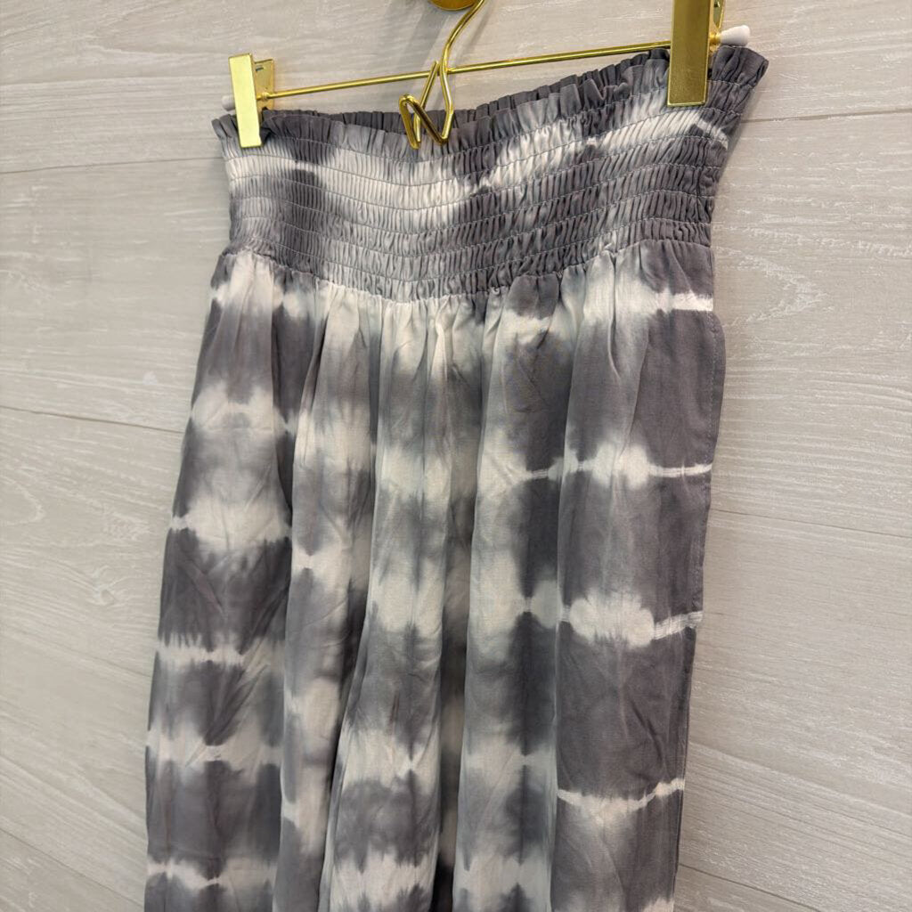 Charlie B Grey/ White Tie Dye Wide Leg Pull On Pants Medium