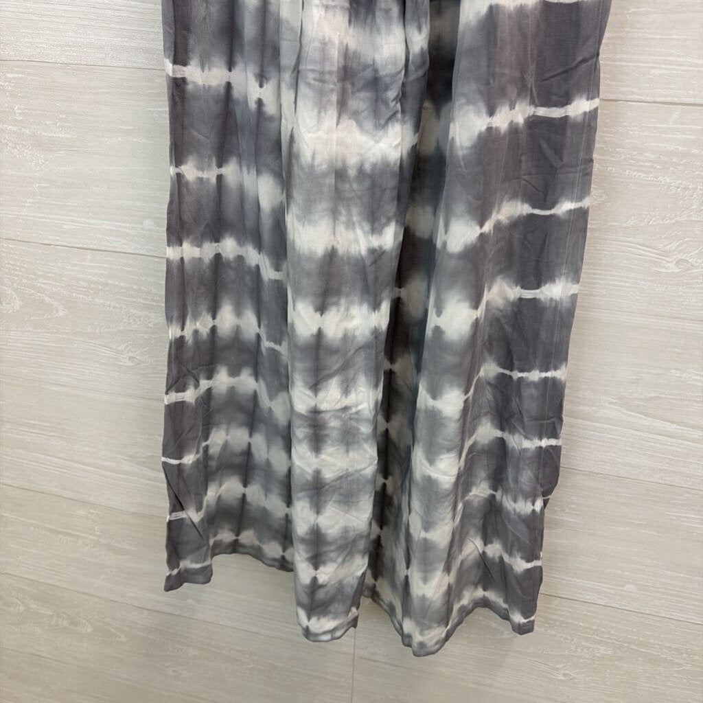 Charlie B Grey/ White Tie Dye Wide Leg Pull On Pants Medium