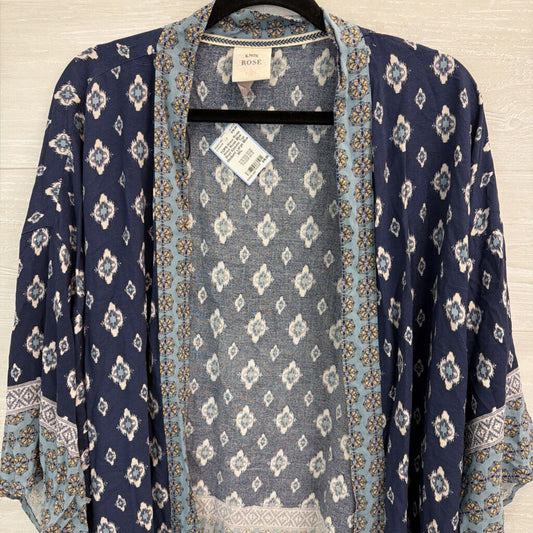 Knox Rose Blue Print Kimono Top Medium/ Large