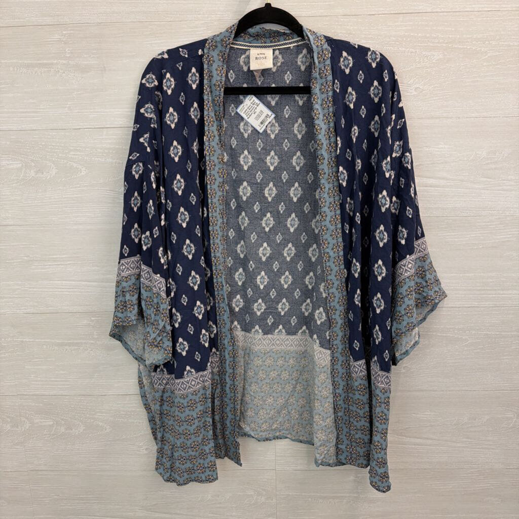 Knox Rose Blue Print Kimono Top Medium/ Large