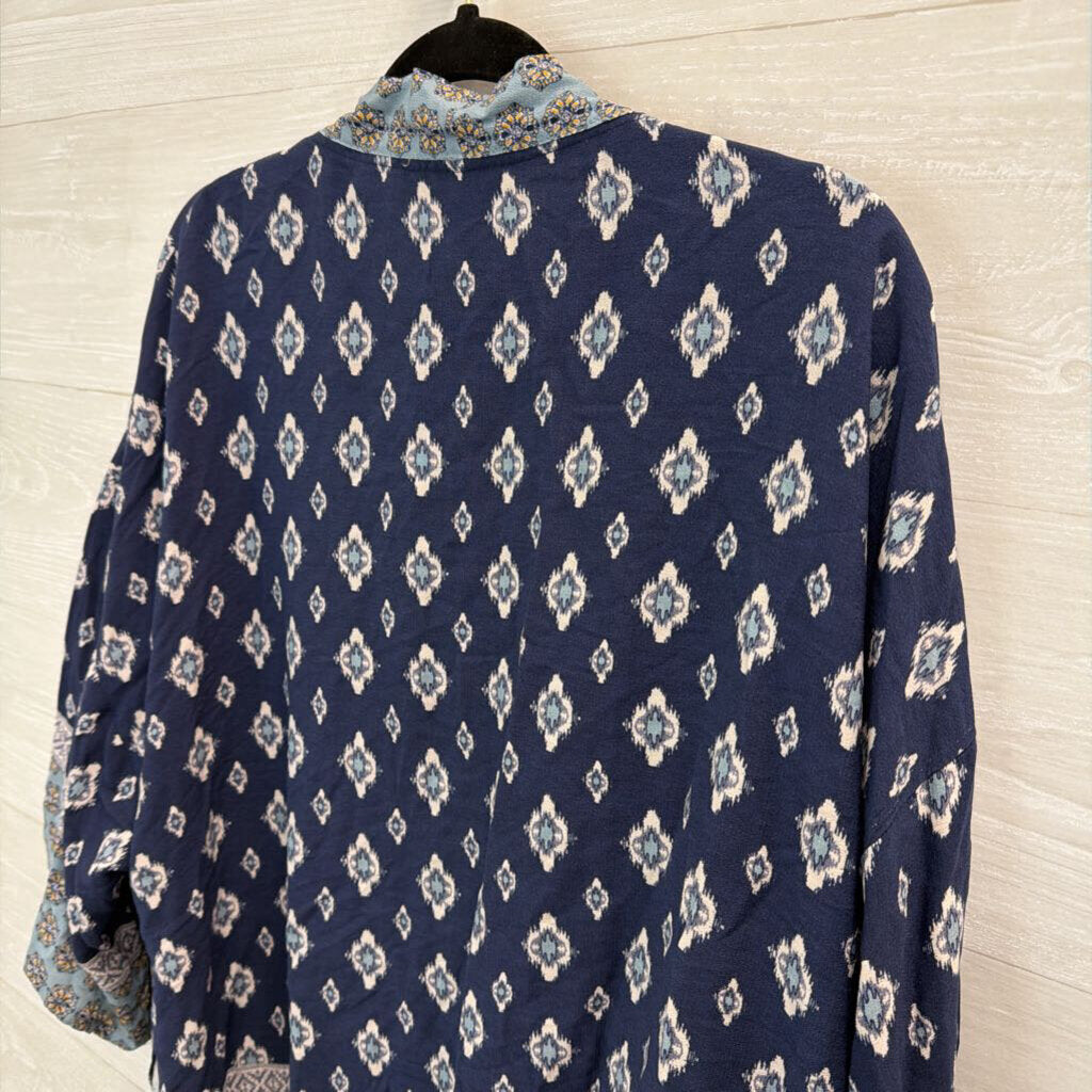 Knox Rose Blue Print Kimono Top Medium/ Large