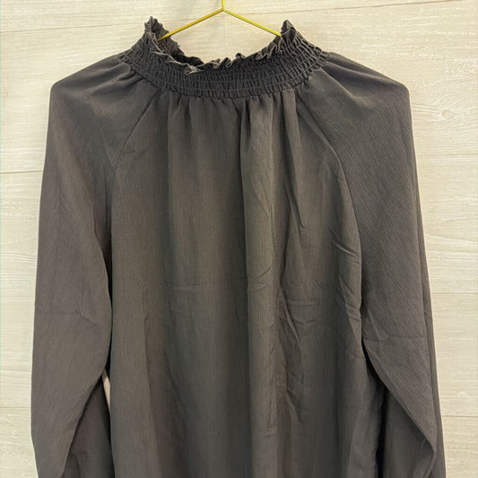 Potters Pot Black Long Sleeve Mock Neck Top Large