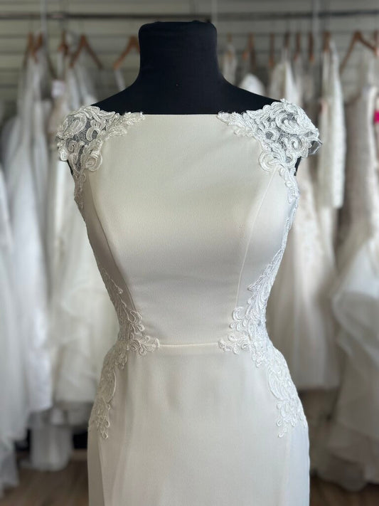 Essense of Australia D2238 Lace Cut Out Crepe Wedding Dress 10