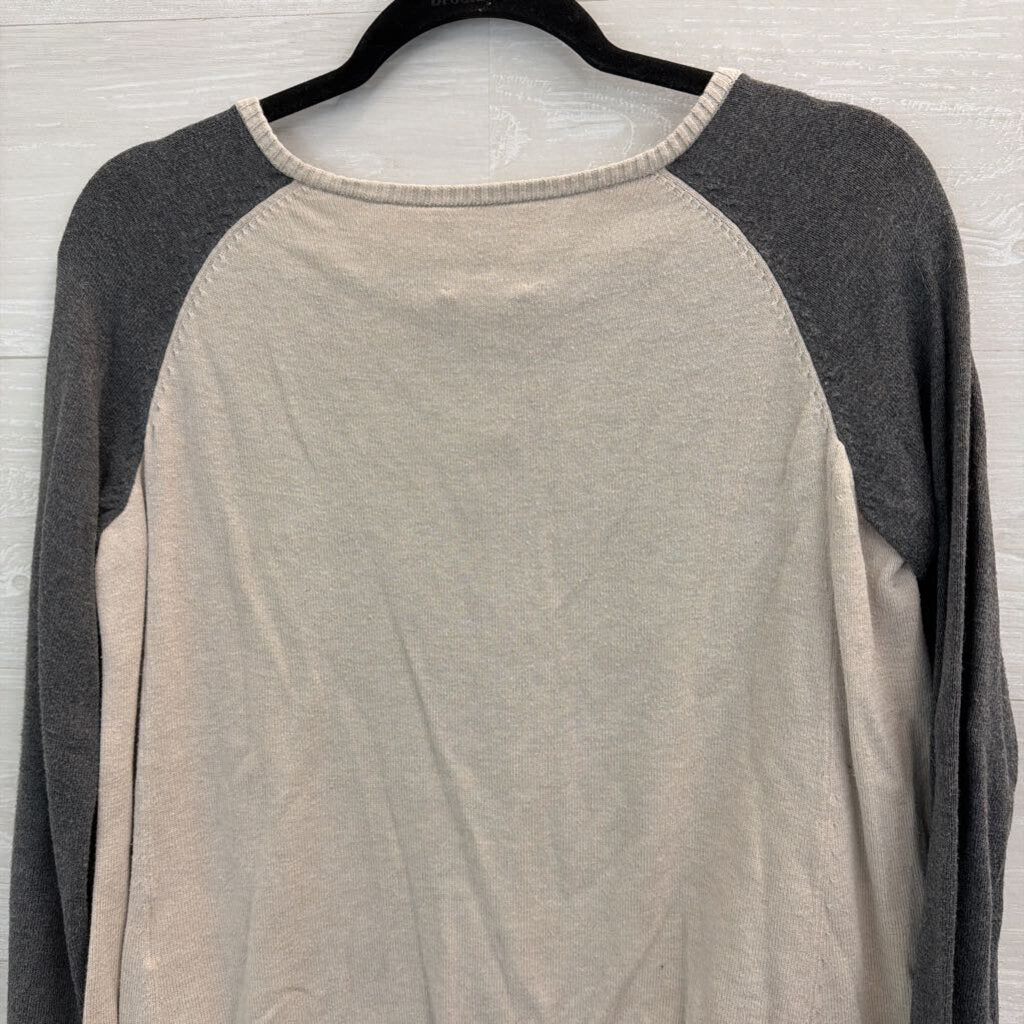 Lilis Closet Brown/ Cream/ Grey Color Block Button Front Cardigan Sweater Extra Small
