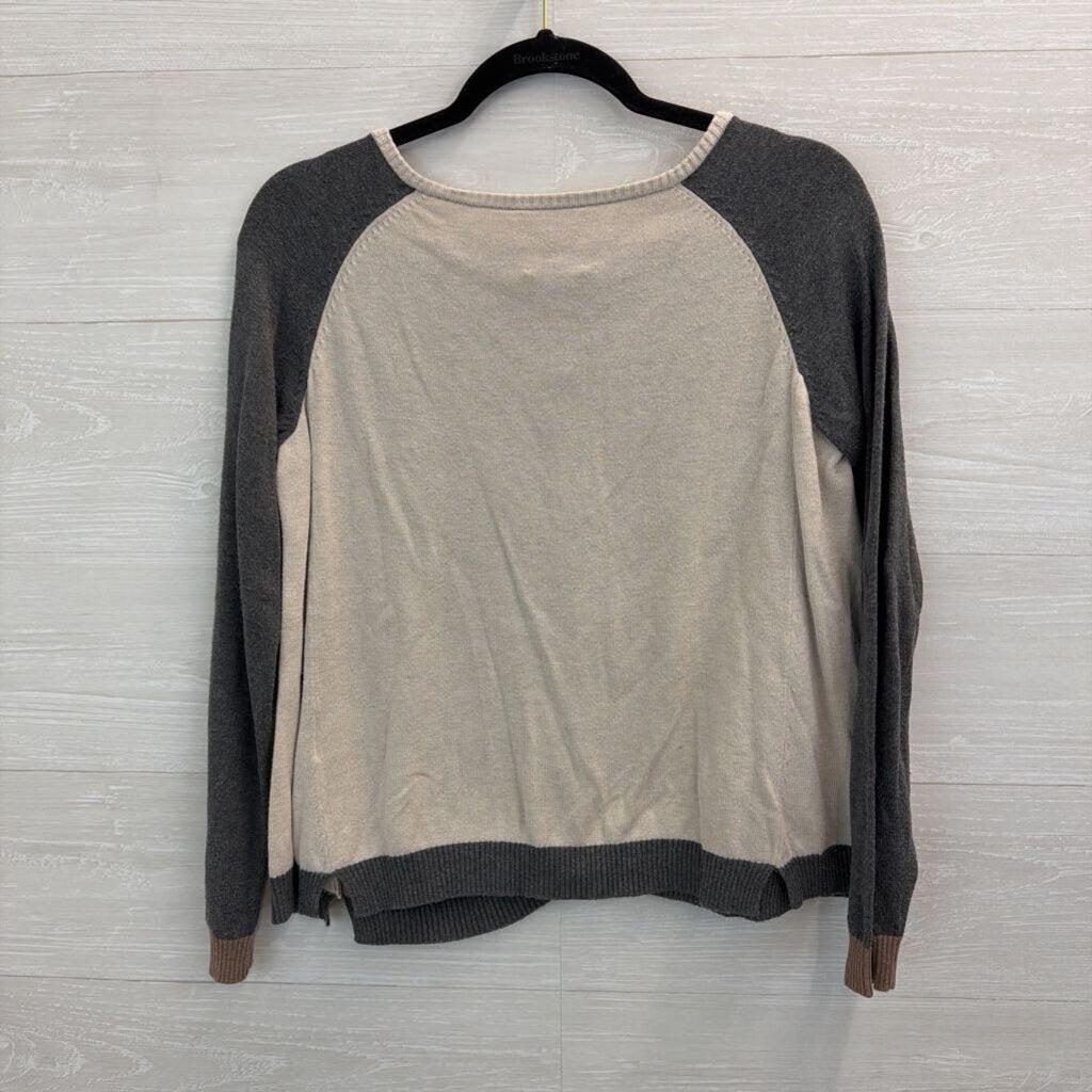 Lilis Closet Brown/ Cream/ Grey Color Block Button Front Cardigan Sweater Extra Small
