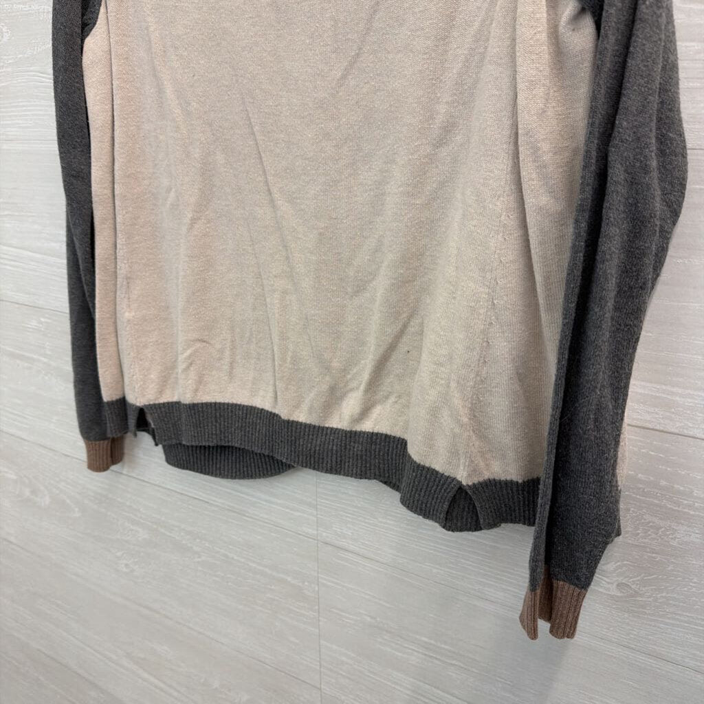Lilis Closet Brown/ Cream/ Grey Color Block Button Front Cardigan Sweater Extra Small