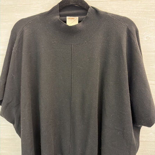 Kerisma Black Short Sleeve Mock Neck Boxy Sweater Top One Size