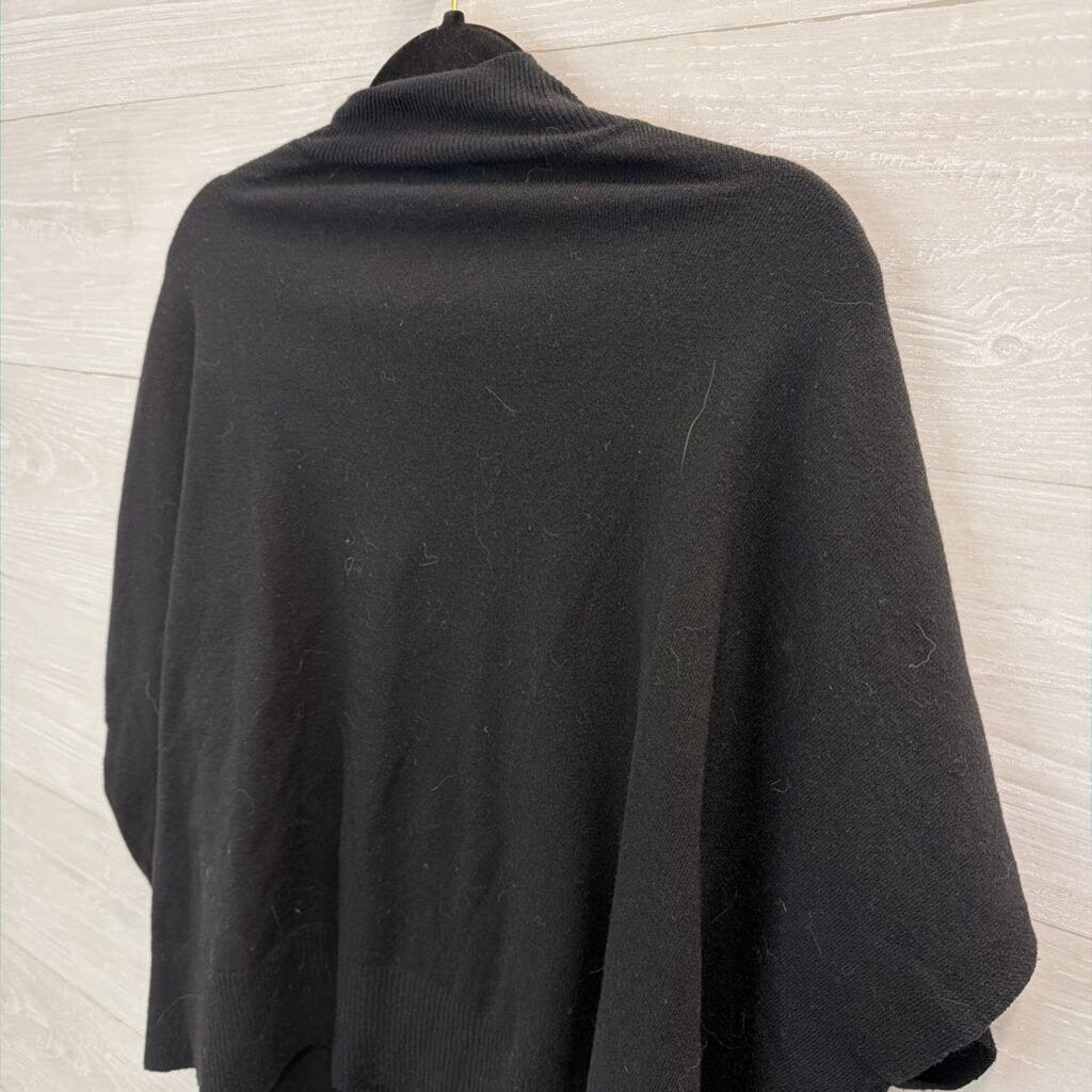 Kerisma Black Short Sleeve Mock Neck Boxy Sweater Top One Size