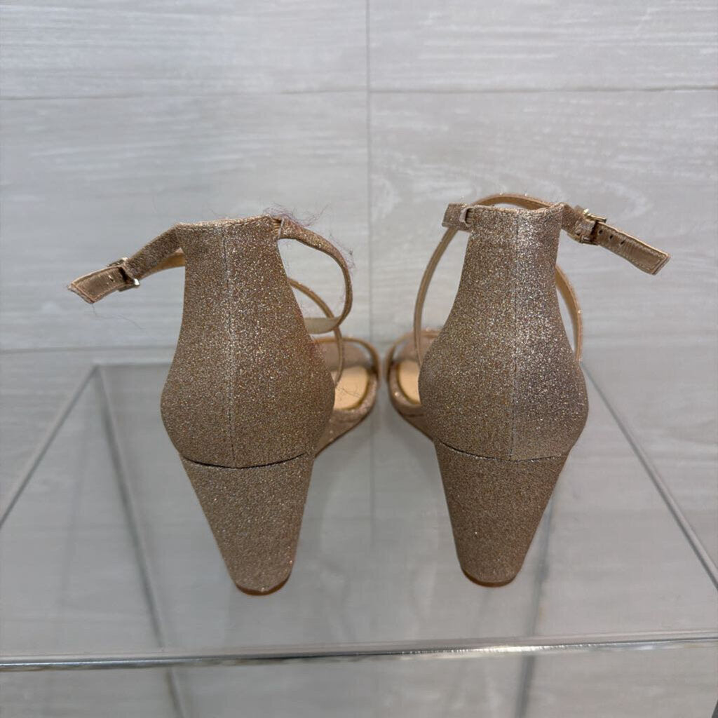 Jessica Simpson Gold Shimmer Strappy Wedge Heels 10