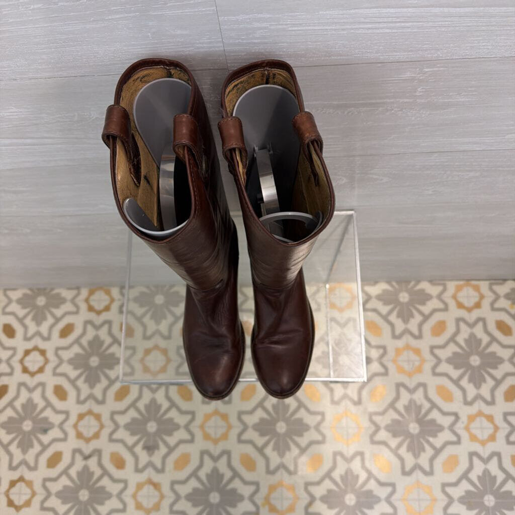 Frye Brown Leather Melissa Button Tall Boots 7.5