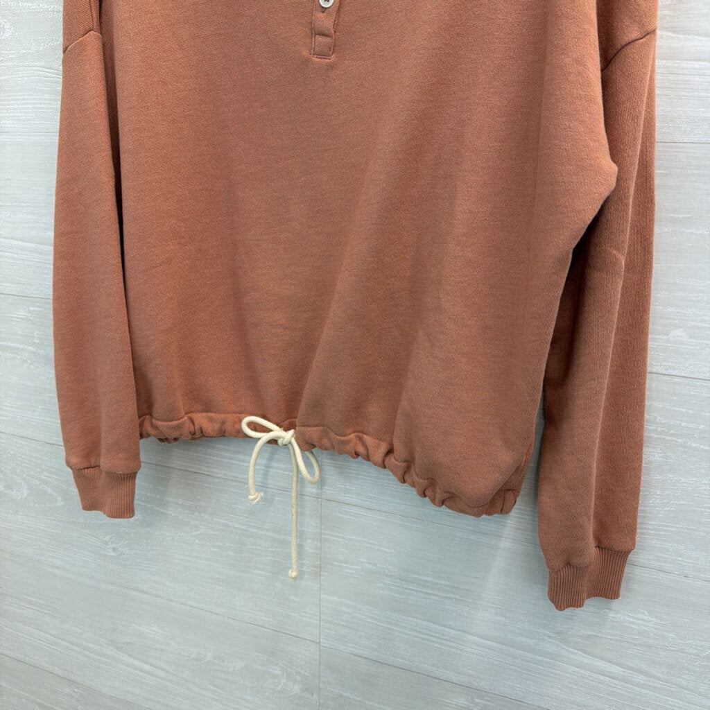 American Eagle Mauve Pink Cinch Waist Henley Top Extra Small