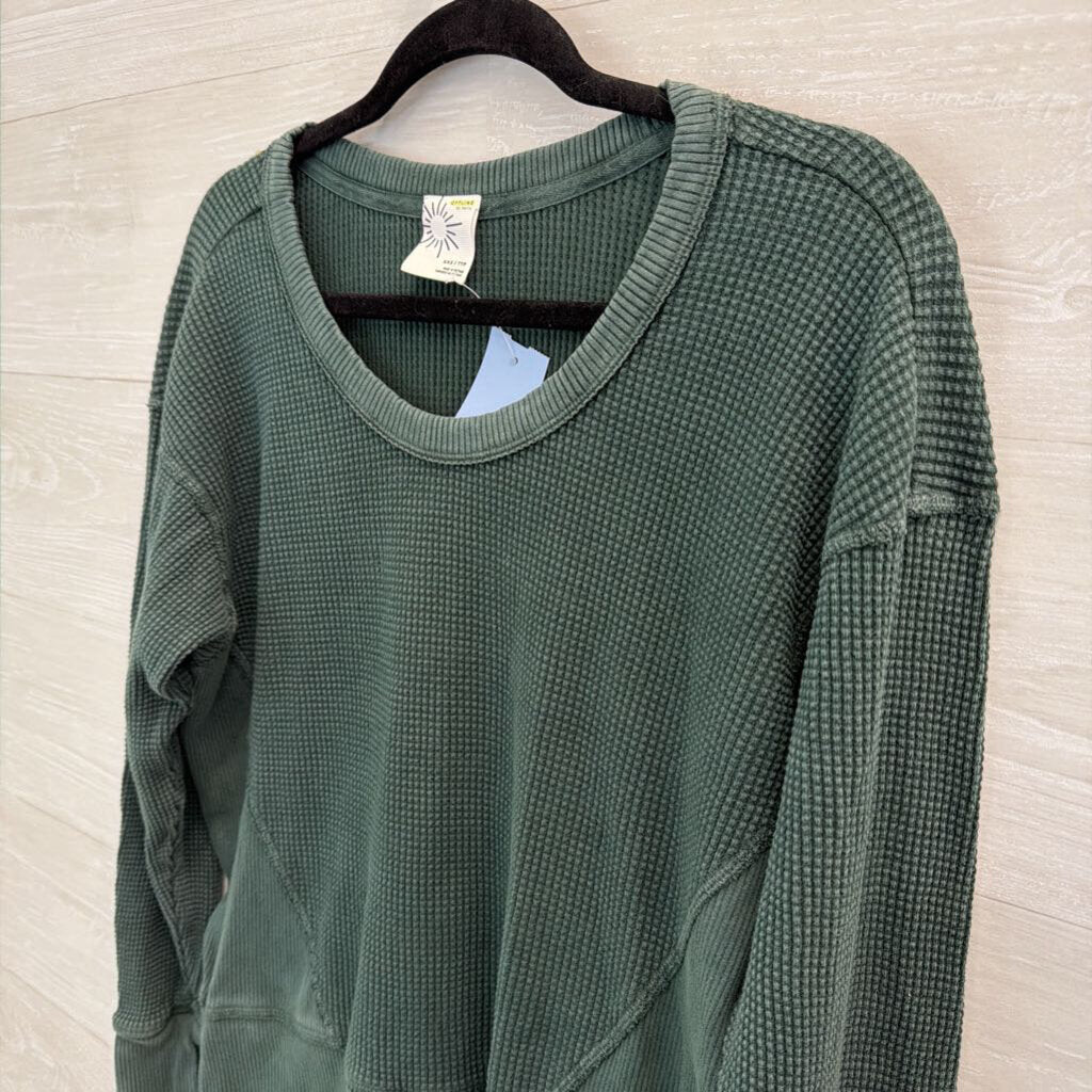 Offline by Aerie Green Waffle Knit Long Sleeve Top XXS