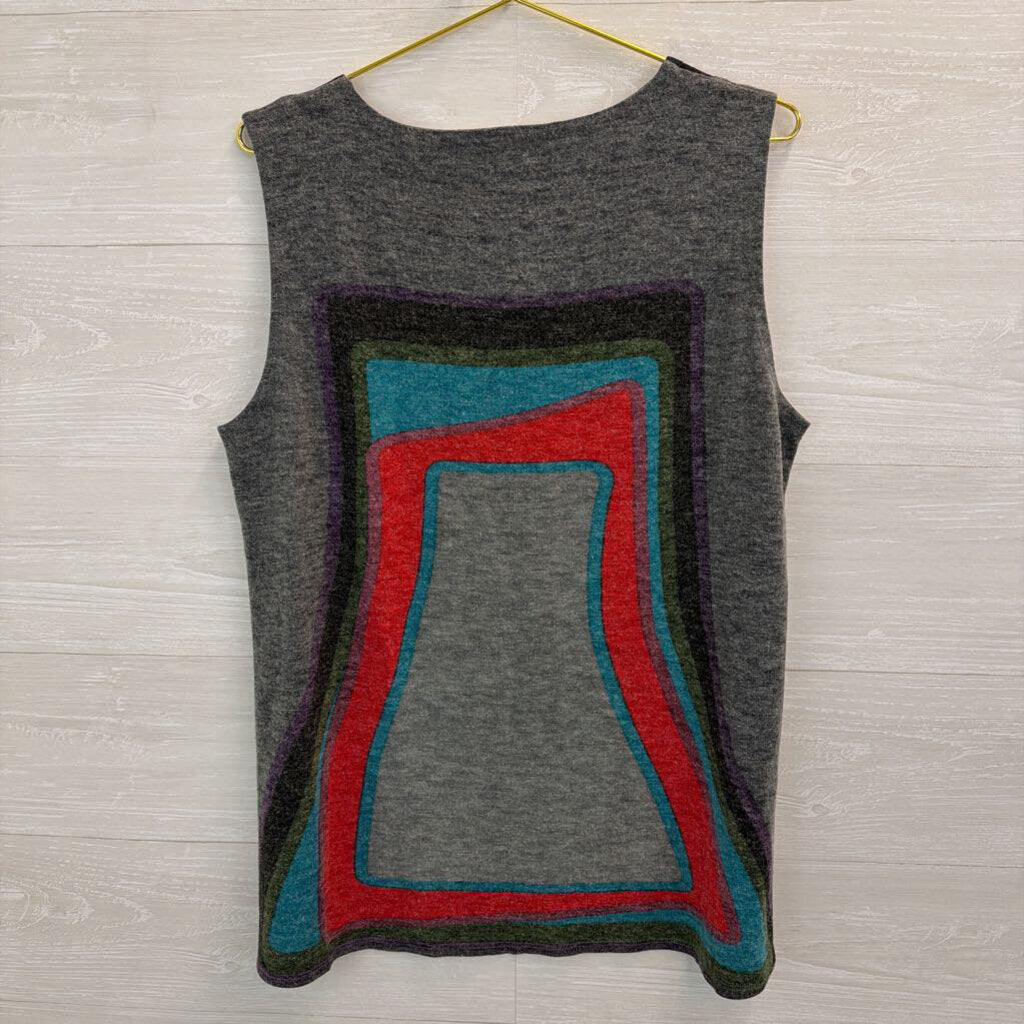 Adore Green/ Multi Embroidered Neckline Tank Extra Large