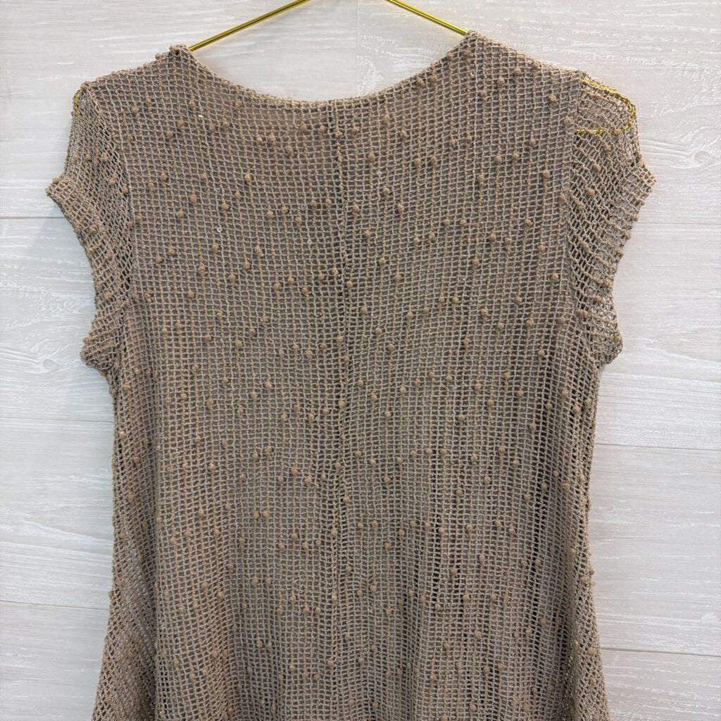 Tempo Paris Beige Embroidered Top Medium