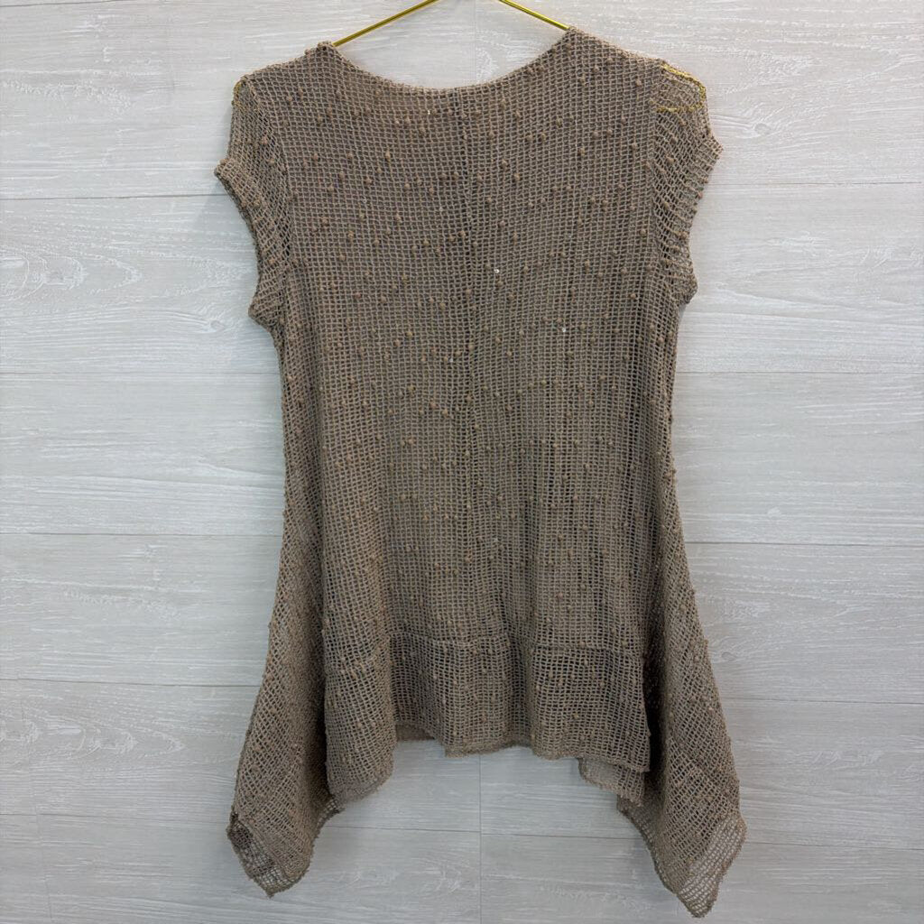 Tempo Paris Beige Embroidered Top Medium