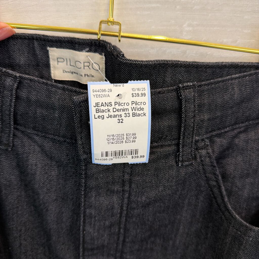 Pilcro Black Denim Wide Leg Jeans 33
